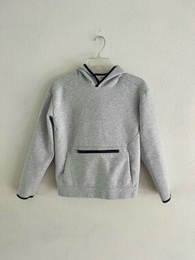 Boys Gray Pullover Hoodie with Black Trim